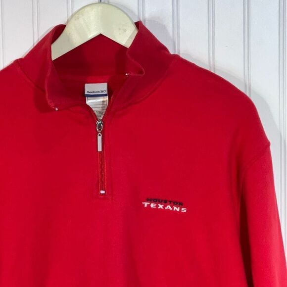 Reebok Houston Texas Sweatshirt Men XLarge Red Pullover 1/4 Zip Long Slv Fleece - Picture 5 of 13